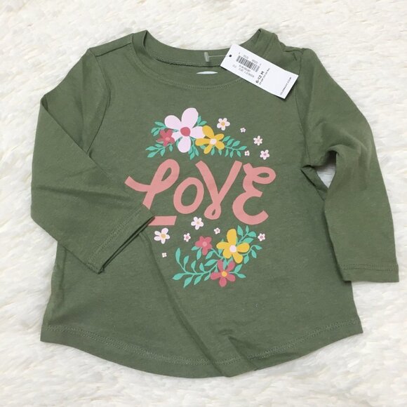 OLD NAVY 2 Piece Infant Floral Graphic Long-Sleeve Tee Shirt Top 6-12 Months - Picture 2 of 9